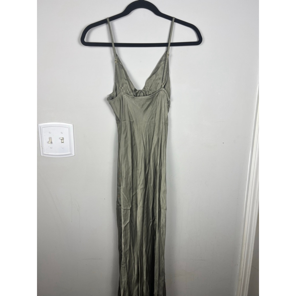 Shona Joy La Lune Bias Cut Midi Dress Size 6 Sage Satin Button Front Silky Forma - Picture 6 of 9